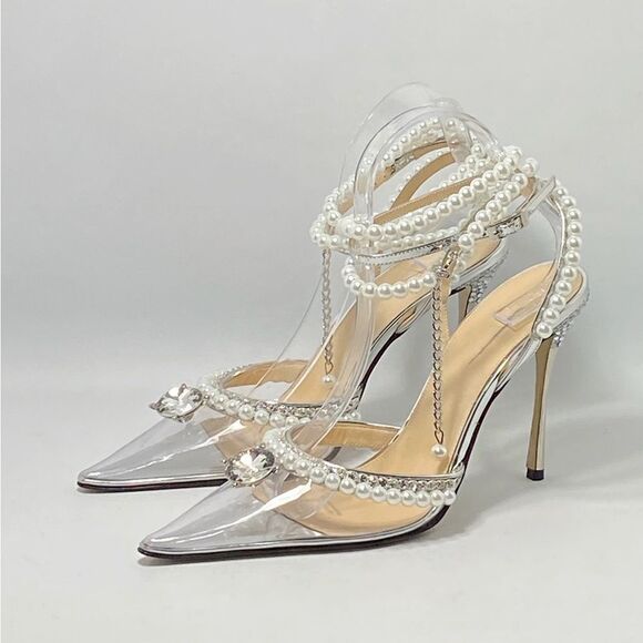 Mach & Mach Diamond Of Elizabeth PVC Embellished High-Heel Pumps size 38.5 - Picture 1 of 14
